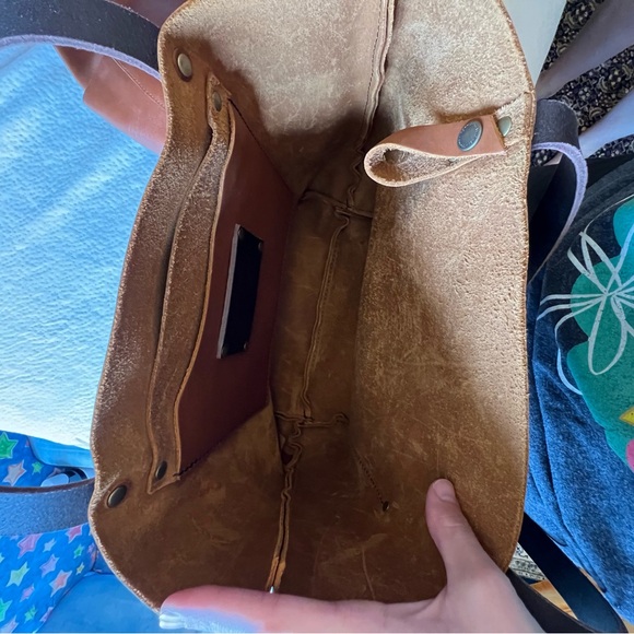 Portland Leather Brown and black tote bag - Picture 7 of 8